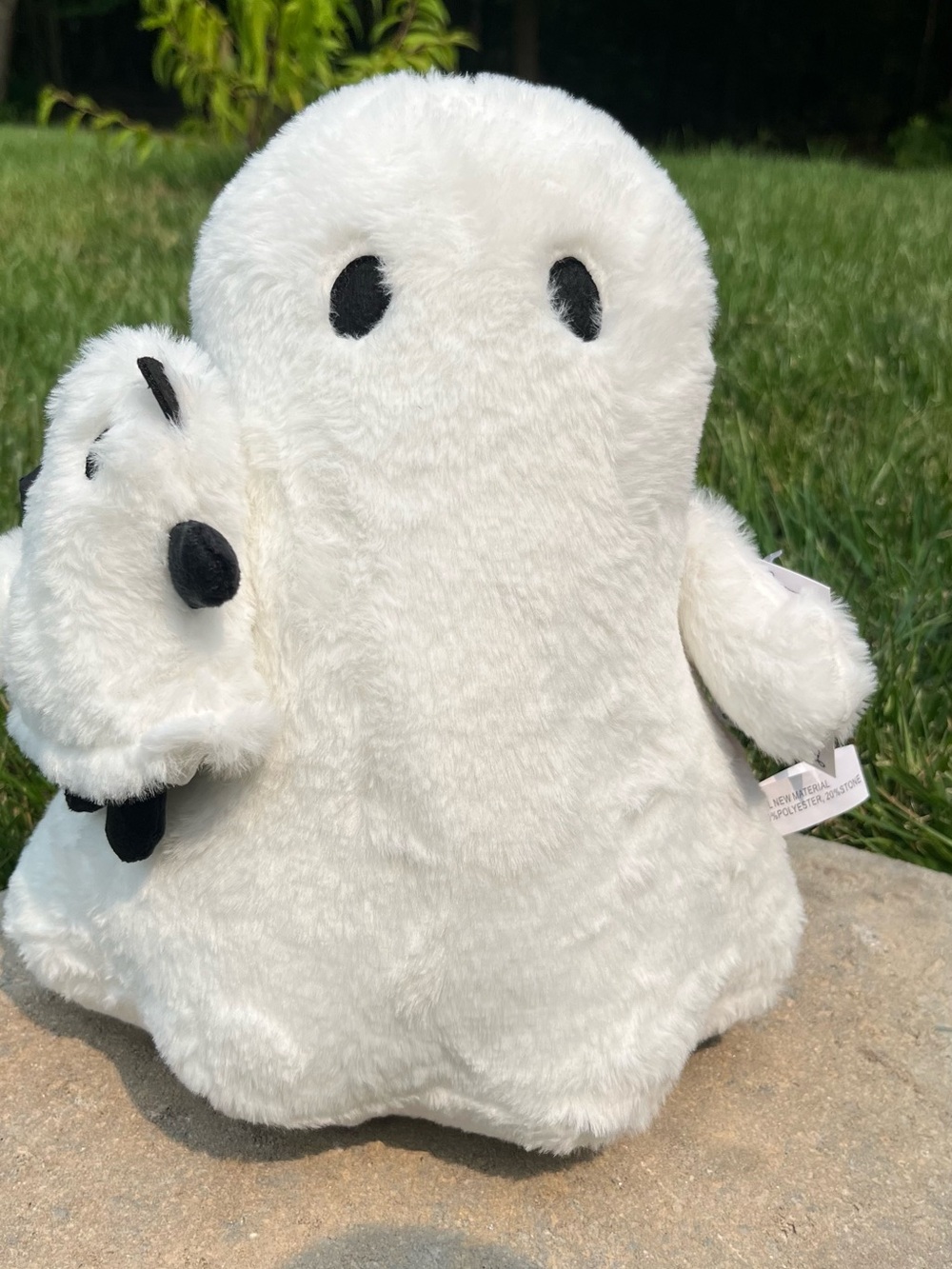 Cute White Ghost with Ghost Cat Pillow